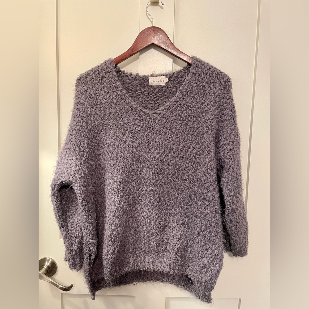 Super Soft Dreamers Popcorn V-Neck Sweater - Purple
